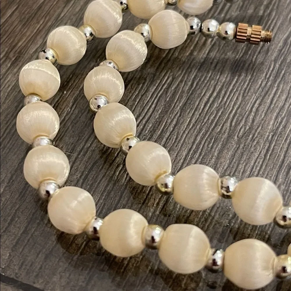 Vintage Satin Thread Wrapped Beaded Necklace 20 5/8”